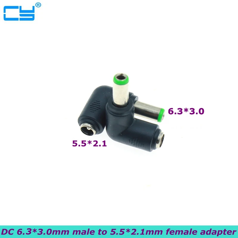 

Wholesale 6.3x3.0mm Male 5.5x2.1mm Female Plug 90 Degree Elbow DC Power Connector Adapter Notebook Computer 6.3x3.0 to 5.5*2.1