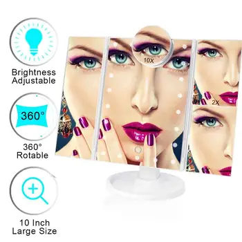 22 LED Makeup Mirror Magnifying Vanity Mirror 1/2/3/10X Illuminated For Makeup Table Touch Dimmer Switch Adjustable Cosmetic
22 LED Makeup Mirror Magnifying Vanity Mirror 1/2/3/10X Illuminated For Makeup Table Touch Dimmer Switch Adjustable Cosmetic