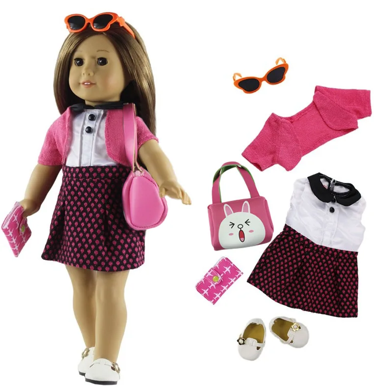 Фото 6 шт. Одежда для кукол Повседневное платье 18 дюймов американская кукла одежда
