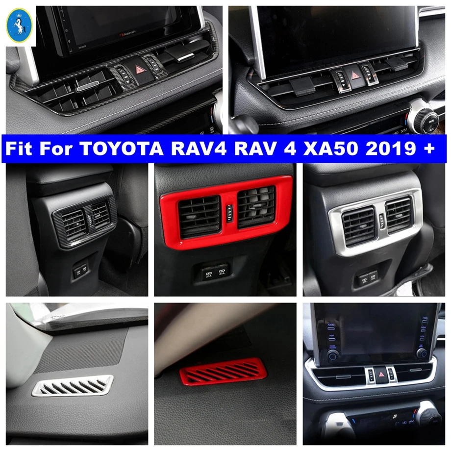 

Carbon Fiber Car Central Control Air Conditioning Vent Outlet Trim Cover Accessories Fit For Toyota RAV4 2019 - 2023 RAV 4 XA50