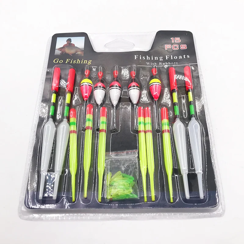 1 set (15Pcs) Vertical Buoy Sea Fishing Floats Assorted Size for Most Type of Angling with Attachment Rubbers Fishing Lures
1 set (15Pcs) Vertical Buoy Sea Fishing Floats Assorted Size for Most Type of Angling with Attachment Rubbers Fishing Lures