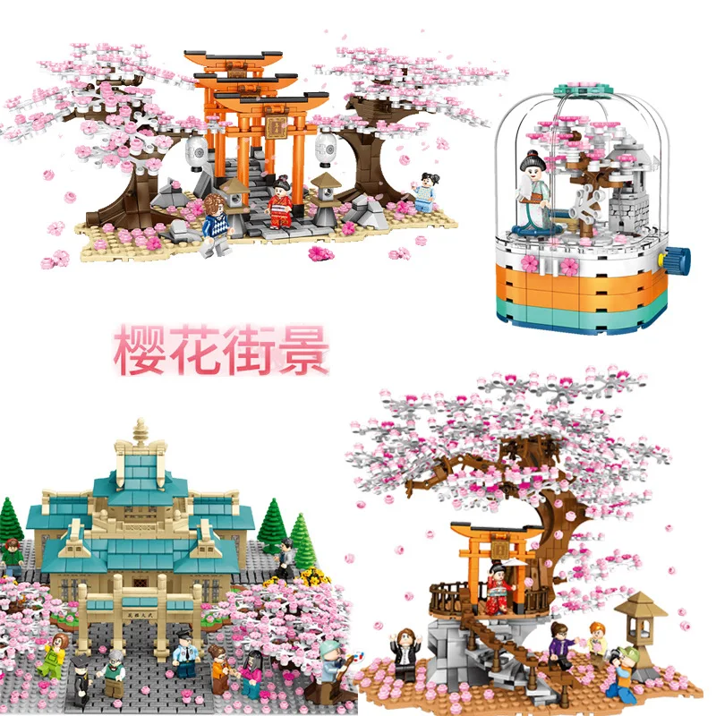 Cherry stickers Blossom Street view building block small particle compatible assembling and inserting toys
Cherry stickers Blossom Street view building block small particle compatible assembling and inserting toys