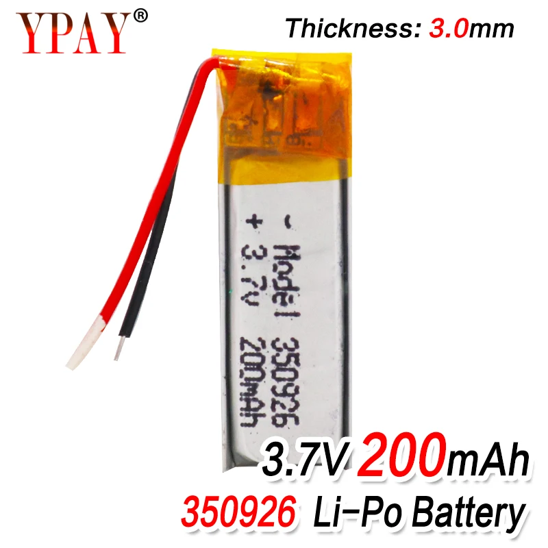 

200mAh 3.7V 350926 Lithium Polymer Li-Po li ion Rechargeable Battery For MP3 MP4 MP5 GPS DVD tablet Bluetooth camera Lipo cell