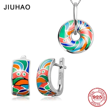 Valentine's Day gift Jewelry Sets Colorful Enamel Jewelry Set Rainbow Stripe Earrings Pendant Necklace 925 Sterling Silver
Valentine's Day gift Jewelry Sets Colorful Enamel Jewelry Set Rainbow Stripe Earrings Pendant Necklace 925 Sterling Silver