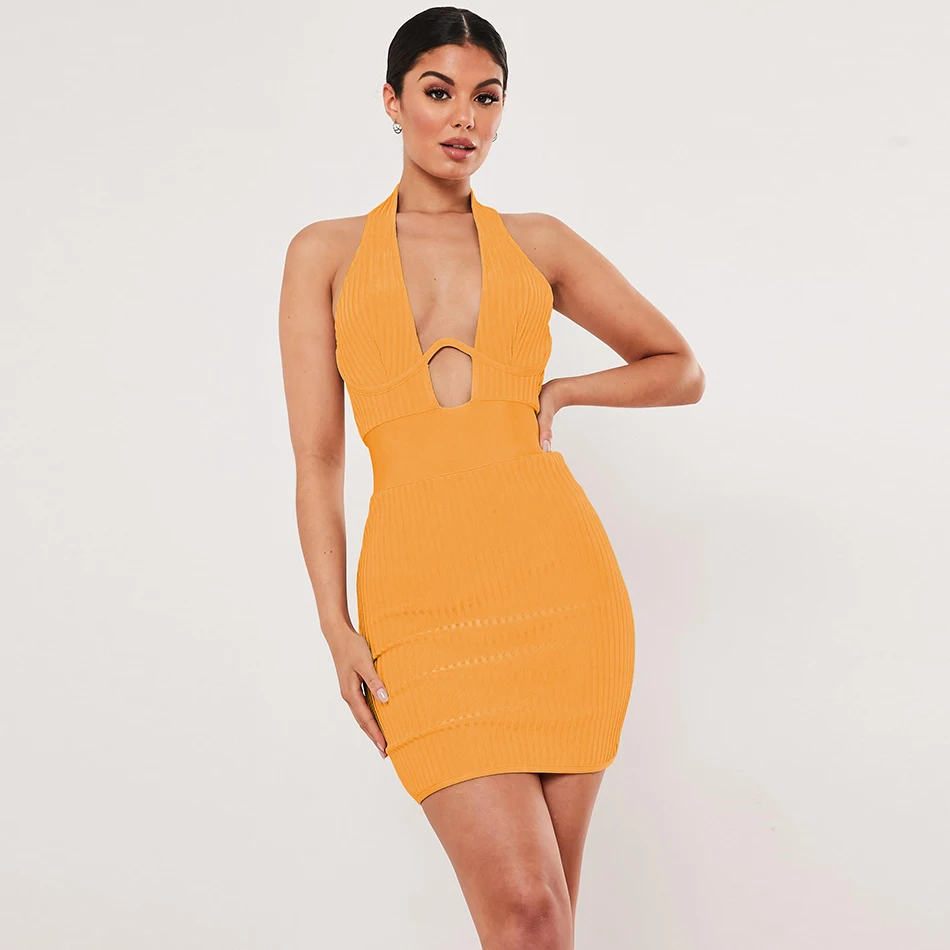 Halter V Neck Mini Bandage Dress Women Sleeveless Exposed Back Bodycon Dress Sexy Robe Femme Sheath Evening Party Vestidos
Halter V Neck Mini Bandage Dress Women Sleeveless Exposed Back Bodycon Dress Sexy Robe Femme Sheath Evening Party Vestidos