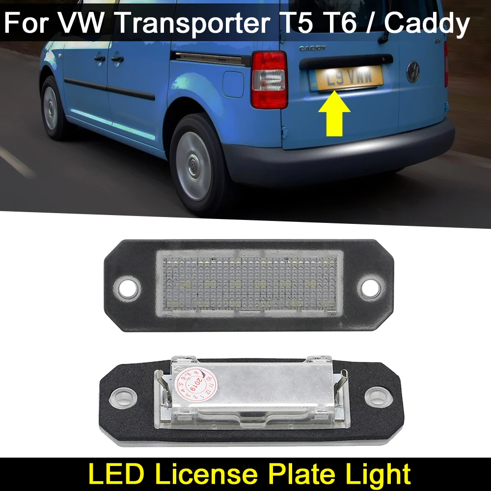 Фото 2 шт. для VW Transporter T5 2003-2015 T6 Caddy 2004-2017 задний белый светодиод светильник ка номерного