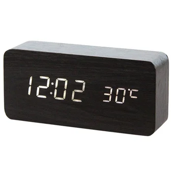 Wooden LED Alarm Clocks Temperature Electronic Clock Sounds Control Digital LED Display Desktop Calendar Table clock
Wooden LED Alarm Clocks Temperature Electronic Clock Sounds Control Digital LED Display Desktop Calendar Table clock