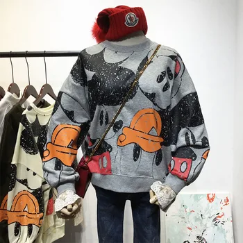 2020 Spring Korean Style Cool Big Mickey Printed Lace Spliced Bat Sleeve Loose Shirt Plus-sized Hoodies Women Sweatshirt Tops
2020 Spring Korean Style Cool Big Mickey Printed Lace Spliced Bat Sleeve Loose Shirt Plus-sized Hoodies Women Sweatshirt Tops