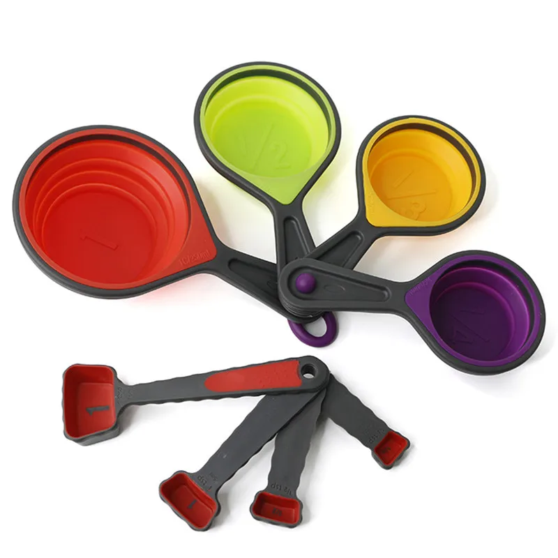 8 Pcs Food Grade Silicone Collapsible Measuring Cups And Spoons Set Colourful Teaspoon Cup Set Stackable Kitchen Accessories
8 Pcs Food Grade Silicone Collapsible Measuring Cups And Spoons Set Colourful Teaspoon Cup Set Stackable Kitchen Accessories