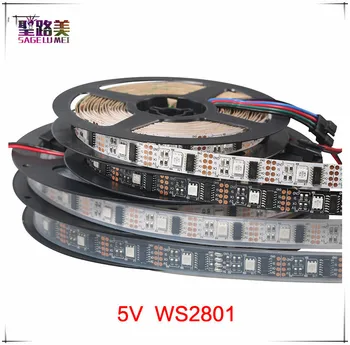 5m/roll DC5V addressable ws2801 led strip ribbon tape Arduino development TV 32leds/m SMD5050 RGB magic dream color
5m/roll DC5V addressable ws2801 led strip ribbon tape Arduino development TV 32leds/m SMD5050 RGB magic dream color
