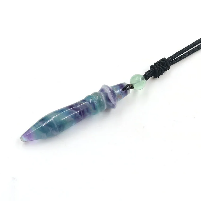 Handmade Weave Rope Chain Fluorite Stone Pendant Bullet Shape Necklace with Round Beads Green Aventurine Jewelry
Handmade Weave Rope Chain Fluorite Stone Pendant Bullet Shape Necklace with Round Beads Green Aventurine Jewelry