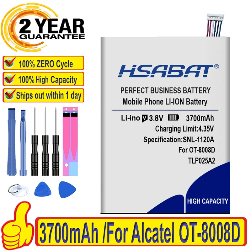 HSABAT Топ бренд 100% 3700 мАч аккумулятор для Alcatel One TLP025A2 Touch idol X + 6043D Scribe HD OT-8008D TCL S960 Y710