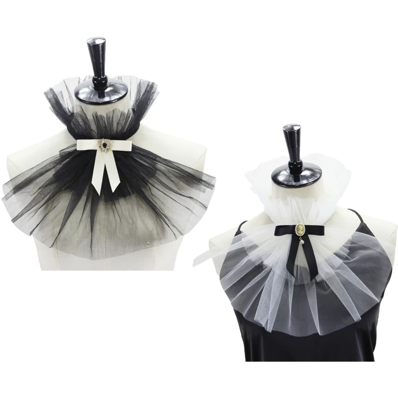Victorian Ruffled Mesh Jabot Diamond Bowknot Detachable Collar Cosplay Necktie 649C
Victorian Ruffled Mesh Jabot Diamond Bowknot Detachable Collar Cosplay Necktie 649C