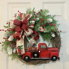 The New Red Truck Christmas Wreath Can be Placed in Front of the Window and the Farmhouse Autumn Home Decoration Wreath 
The New Red Truck Christmas Wreath Can be Placed in Front of the Window and the Farmhouse Autumn Home Decoration Wreath
