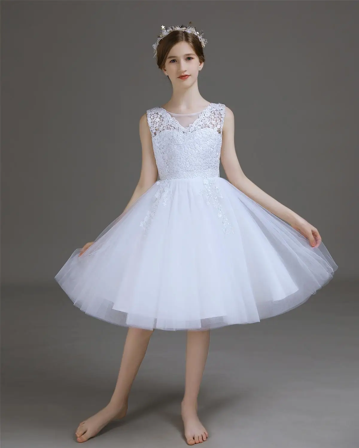 Christmas Lace Flower Girl Dress Knee Length First Holy Communion Ivory Tulle Ball Gowns for Kids 4-14Y
Christmas Lace Flower Girl Dress Knee Length First Holy Communion Ivory Tulle Ball Gowns for Kids 4-14Y