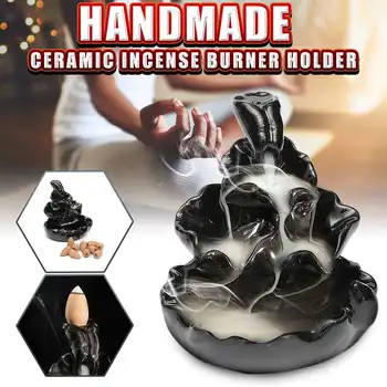 Meigar Handmade Porcelain Ceramic Incense Burner Holder with 10 Backflow Incense Burner Buddhist Decoration Home Aromatherapy 
Meigar Handmade Porcelain Ceramic Incense Burner Holder with 10 Backflow Incense Burner Buddhist Decoration Home Aromatherapy