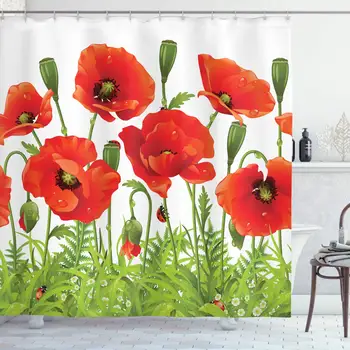 Ladybugs Decorations Collection, Horizontal Border with Poppy Flower Bud Poppies Chamomile Wildflowers Lawn Design, Polyester
Ladybugs Decorations Collection, Horizontal Border with Poppy Flower Bud Poppies Chamomile Wildflowers Lawn Design, Polyester