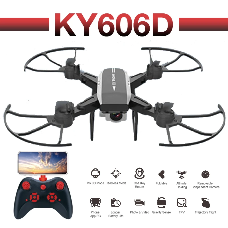 RC Quadcopter KY606D Drone 4K HD Camera WIFI FPV Altitude Holding Foldable Selfie Drones Professional Long Battery Life
RC Quadcopter KY606D Drone 4K HD Camera WIFI FPV Altitude Holding Foldable Selfie Drones Professional Long Battery Life