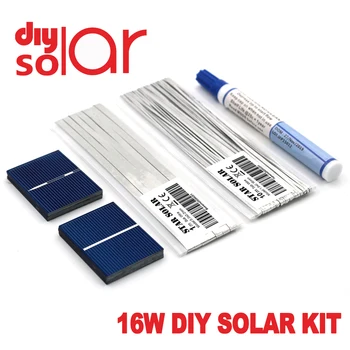 16W Kit DIY Solar Panel Polycrystall Solar Cell 15Watt 52*39mm Car Tabbing Wire Busbar Flux Pen TOY LED Light 5/6/8/9/12/18V DC 
16W Kit DIY Solar Panel Polycrystall Solar Cell 15Watt 52*39mm Car Tabbing Wire Busbar Flux Pen TOY LED Light 5/6/8/9/12/18V DC