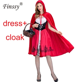 New Little Red Riding Hood Costume For Women Adult Halloween Cosplay Sexy Dress+Cloak Costume For Party 
New Little Red Riding Hood Costume For Women Adult Halloween Cosplay Sexy Dress+Cloak Costume For Party