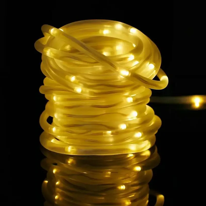 

22M Solar Powered Rope Tube fairy String Light 200LEDs Ourdoor Xmas Garden Christmas party Tree flexible copper wire Strip Lamp
