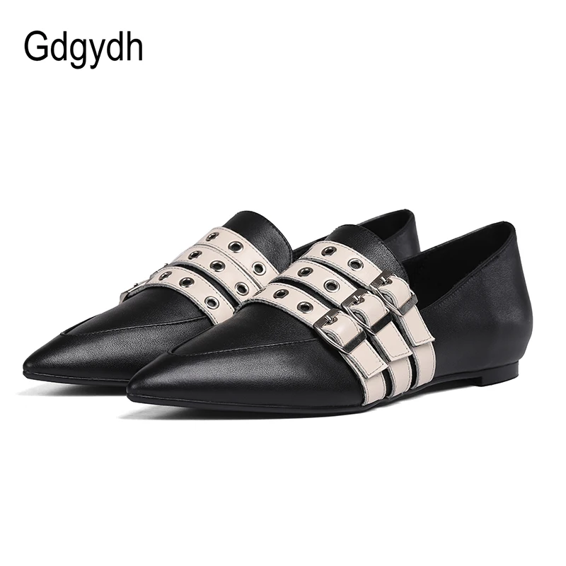 Gdgydh 2020 New Spring Shoes For Women Flats Pointed Toe Black Punk Genuine Leather Shoes Woman Fashion Buckle Belt High Quality
Gdgydh 2020 New Spring Shoes For Women Flats Pointed Toe Black Punk Genuine Leather Shoes Woman Fashion Buckle Belt High Quality