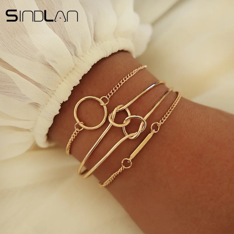 Sindlan 3PCs Simple Gold Knot Bangles for Women European Geometric Bracelets Set Rectangle Round Charm Bracelet Wrist Jewelry
Sindlan 3PCs Simple Gold Knot Bangles for Women European Geometric Bracelets Set Rectangle Round Charm Bracelet Wrist Jewelry
