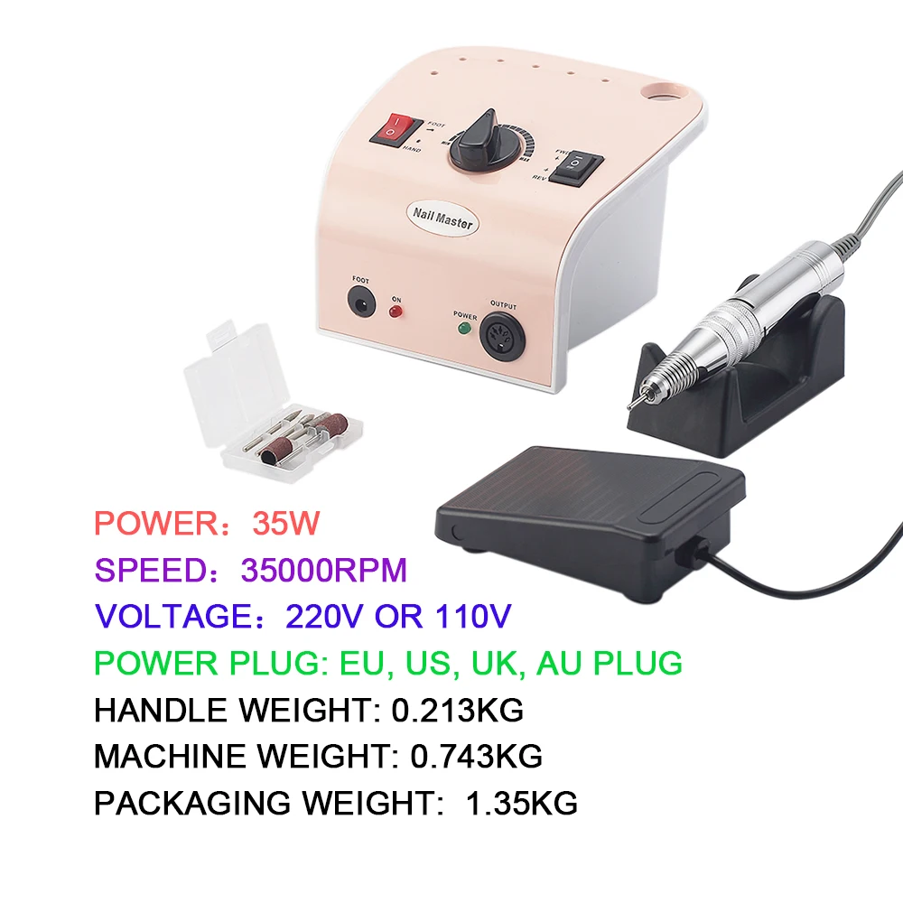 35000RPM Nail Master Electric Nail Drill Machine Manicure Machine Nail Drill Bit Set Case Anti-scald Handle Nail Tools
35000RPM Nail Master Electric Nail Drill Machine Manicure Machine Nail Drill Bit Set Case Anti-scald Handle Nail Tools