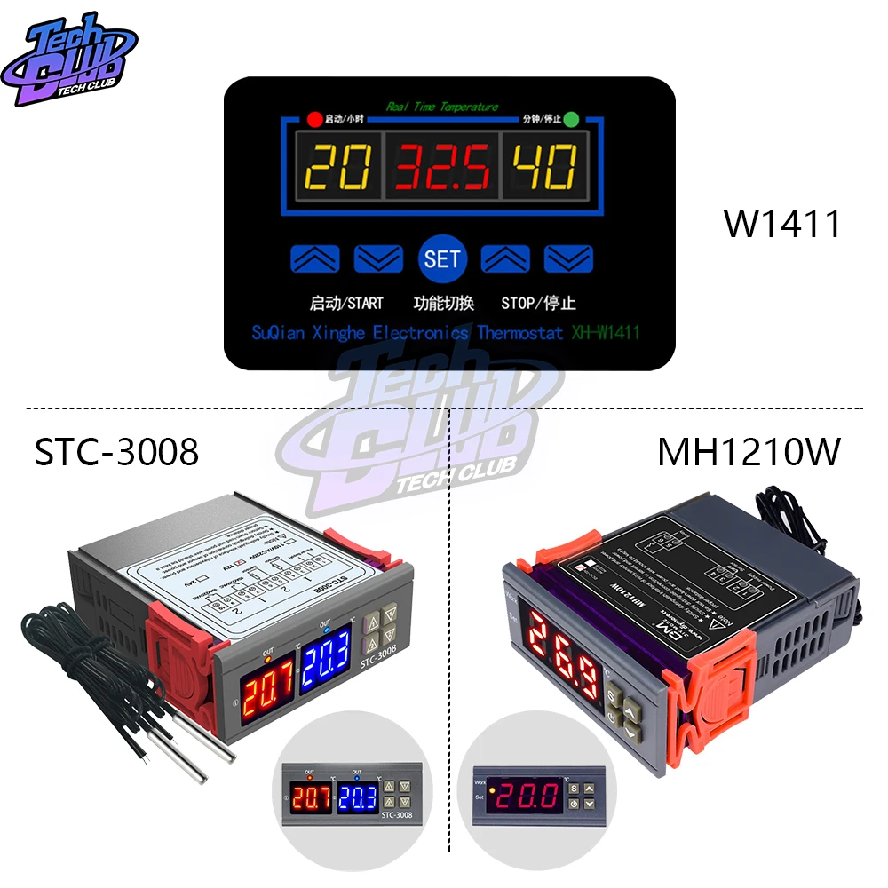Digital Temperature Controller Thermostat Thermoregulator incubator DC 12V 220V 10A Heating Cooling STC-3008 XH-W1411 MH1210W
Digital Temperature Controller Thermostat Thermoregulator incubator DC 12V 220V 10A Heating Cooling STC-3008 XH-W1411 MH1210W