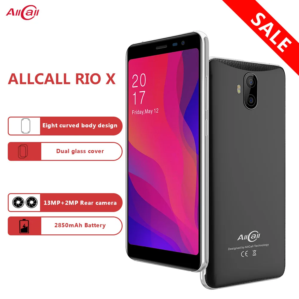 AllCall Rio X Smart Phone 5.5" 1GB RAM 8GB ROM Android 8.1 Cell Phone Quad Core Dual Cameras 13MP+5MP 2850mAh 3G Mobile Phone
AllCall Rio X Smart Phone 5.5" 1GB RAM 8GB ROM Android 8.1 Cell Phone Quad Core Dual Cameras 13MP+5MP 2850mAh 3G Mobile Phone