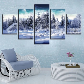 Canvas Poster Living Room Decoration 5 Pieces Winter Snow Forest Trees Painting Modular Hd Print Natural Poster Wall Art Cuadros
Canvas Poster Living Room Decoration 5 Pieces Winter Snow Forest Trees Painting Modular Hd Print Natural Poster Wall Art Cuadros