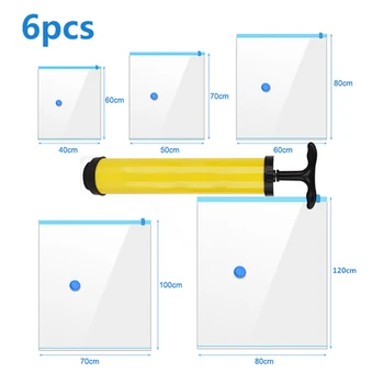 6pcs Reusable Vacuum Storage Bag For Clothes Compression Bag With Hand Pump 40*60cm/50*70cm/60+80cm/70*100cm/80*120cm
6pcs Reusable Vacuum Storage Bag For Clothes Compression Bag With Hand Pump 40*60cm/50*70cm/60+80cm/70*100cm/80*120cm