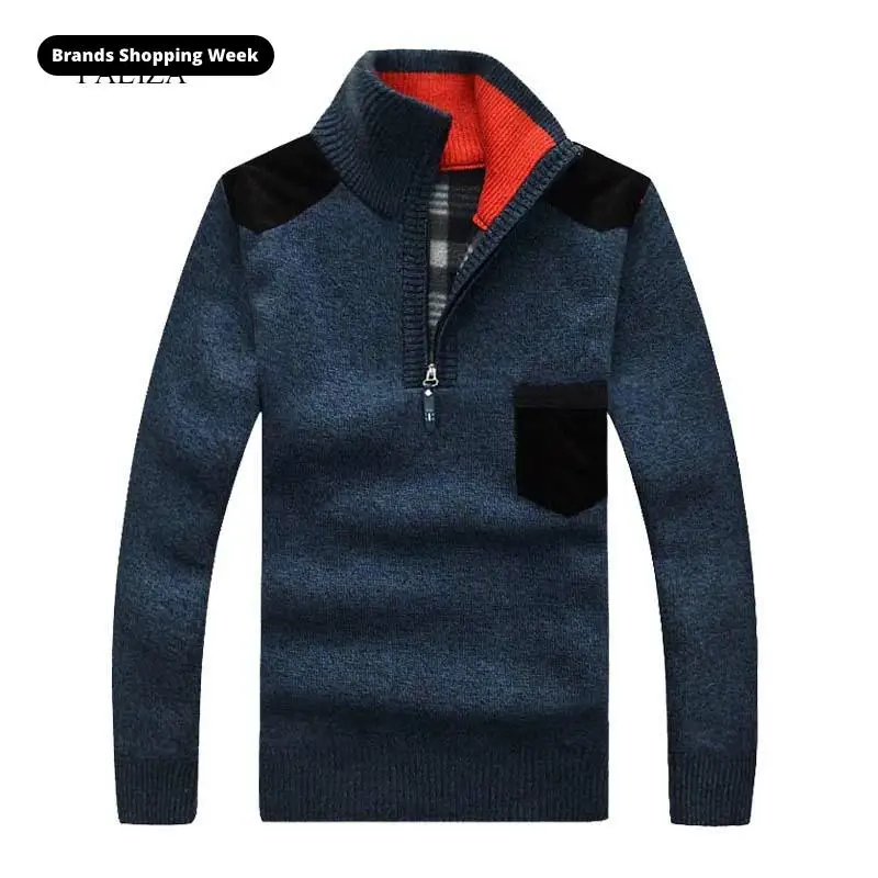 FALIZA Winter Knitted Sweaters Men's Half Zip Fleece Knitted Wool Warm Turtleneck Pullovers Pocket Casual Male Thick Coat XY104
FALIZA Winter Knitted Sweaters Men's Half Zip Fleece Knitted Wool Warm Turtleneck Pullovers Pocket Casual Male Thick Coat XY104