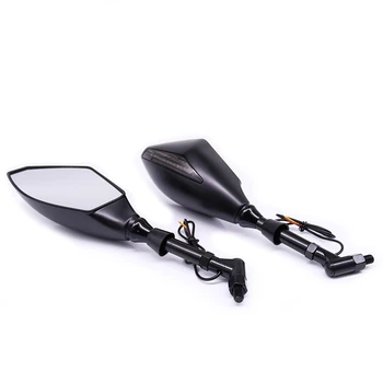 Motorcycle Rearview Mirrors with Indicator Integrated LED Turn Signals Side Mirror for Streetbike Cruiser Scooter Matte Black
Motorcycle Rearview Mirrors with Indicator Integrated LED Turn Signals Side Mirror for Streetbike Cruiser Scooter Matte Black