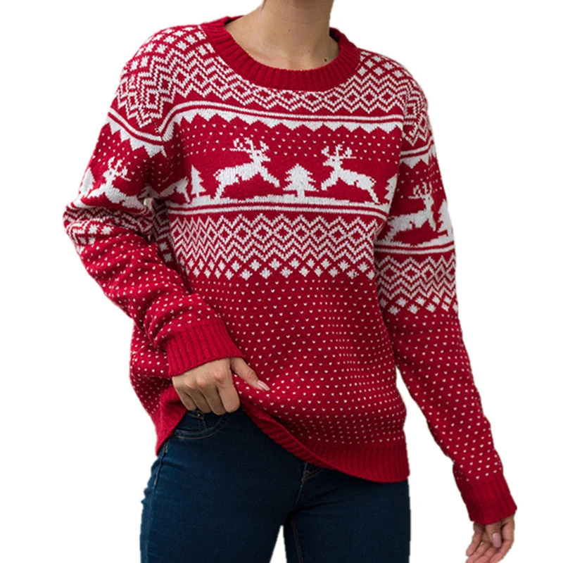 Pullover Christmas Sweater Women Fawn Snowflake O Neck Long Sleeve Autumn And Winter Cotton Polyester Sweaters Female
Pullover Christmas Sweater Women Fawn Snowflake O Neck Long Sleeve Autumn And Winter Cotton Polyester Sweaters Female