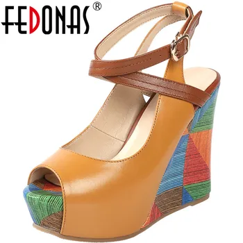 FEDONAS Sexy Wedged Platforms High Heels Sandals Genuine Leather Peep Toe Pumps 2020 Summer Animal Prints Lace Up Shoes Woman
FEDONAS Sexy Wedged Platforms High Heels Sandals Genuine Leather Peep Toe Pumps 2020 Summer Animal Prints Lace Up Shoes Woman