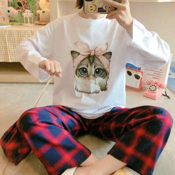 Fall Women Girl Long Sleeve O Neck Sleepwear Casual Homewear 2 PCS Pajamas Sets Autumn Cartoon Female Pajamas
Fall Women Girl Long Sleeve O Neck Sleepwear Casual Homewear 2 PCS Pajamas Sets Autumn Cartoon Female Pajamas
