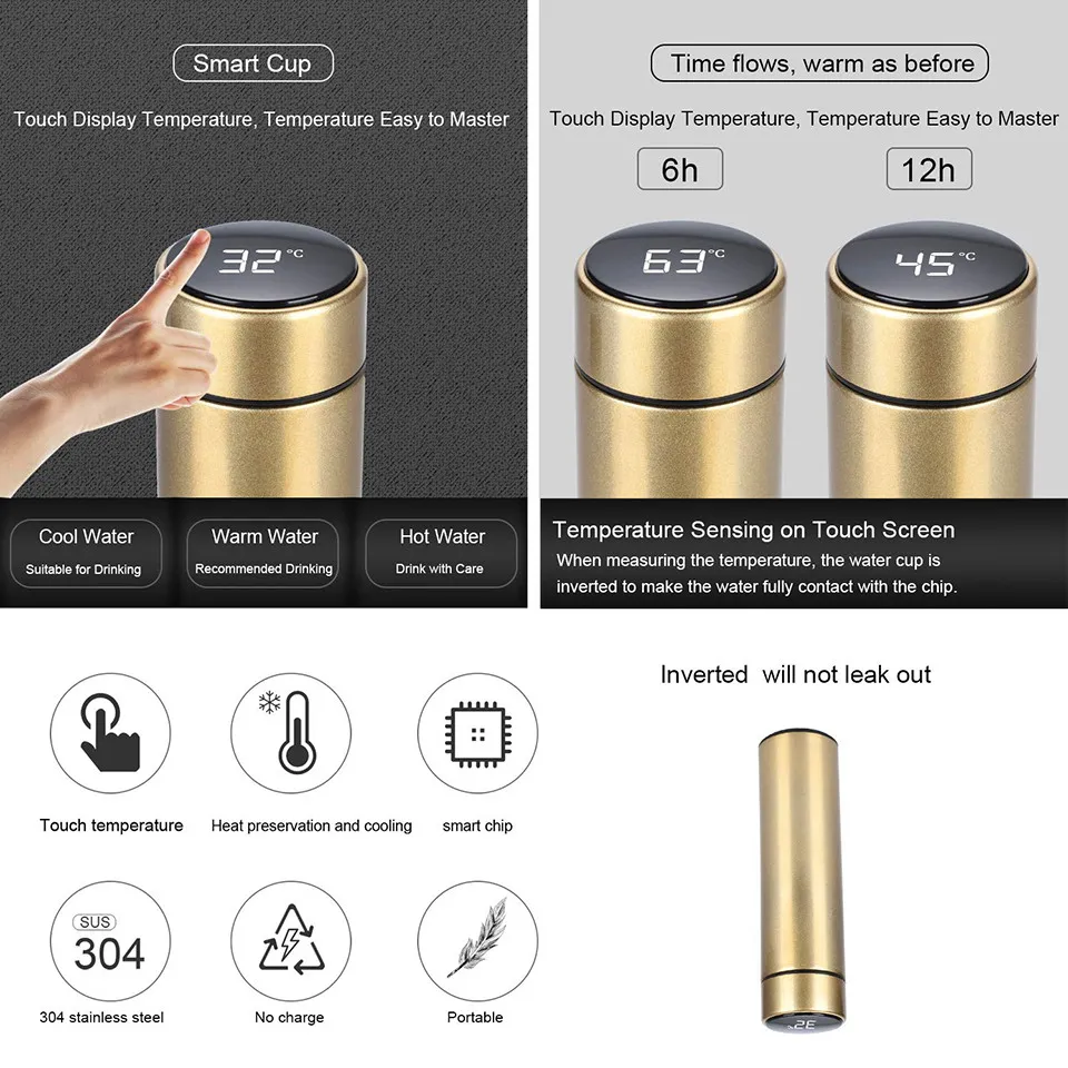 Thermos Temperature Display Vacuum Insulated Water Bottle 500ml Keep Thermal Cup Stainless Steel Travel Coffee Mug Thermos Flask Thermos Temperature Display Vacuum Insulated Water Bottle 500ml Keep Thermal Cup Stainless Steel Travel Coffee Mug Thermos Flask