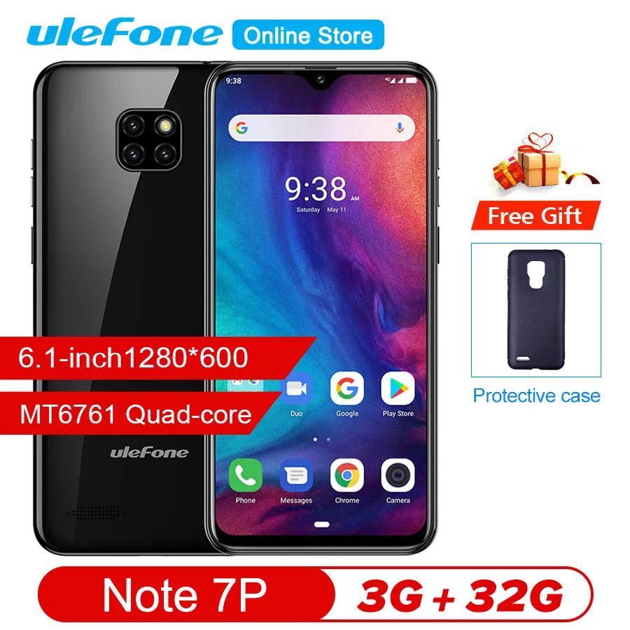 Ulefone Note 7P Smartphone Android 9.0 Quad Core 3500mAh 6.1 inch Waterdrop Screen 3GB+32GB Mobile phone
Ulefone Note 7P Smartphone Android 9.0 Quad Core 3500mAh 6.1 inch Waterdrop Screen 3GB+32GB Mobile phone