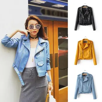 Hot Sale Motorcycle Autumn Women Ladies Popular 2019 New Soft PU Leather Jacket Zipper Faux Leather Basic Street Coat 1PC Short 
Hot Sale Motorcycle Autumn Women Ladies Popular 2019 New Soft PU Leather Jacket Zipper Faux Leather Basic Street Coat 1PC Short