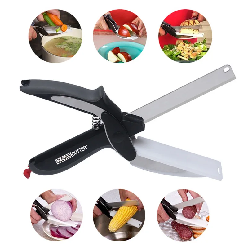 2019 New Multi-Function Smart Clever Cutter Scissor 2 in 1 Cutting Board Utility Cutter Stainless Steel Vegetable Knife
2019 New Multi-Function Smart Clever Cutter Scissor 2 in 1 Cutting Board Utility Cutter Stainless Steel Vegetable Knife