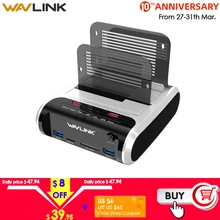 Wavlink 2.5 3.5 polegada usb 3.0 à estação de docking do disco rígido da baía dupla de sata com clone offline & leitor de cartão uasp para 2.5 "& 3.5" hdd ssd(China)