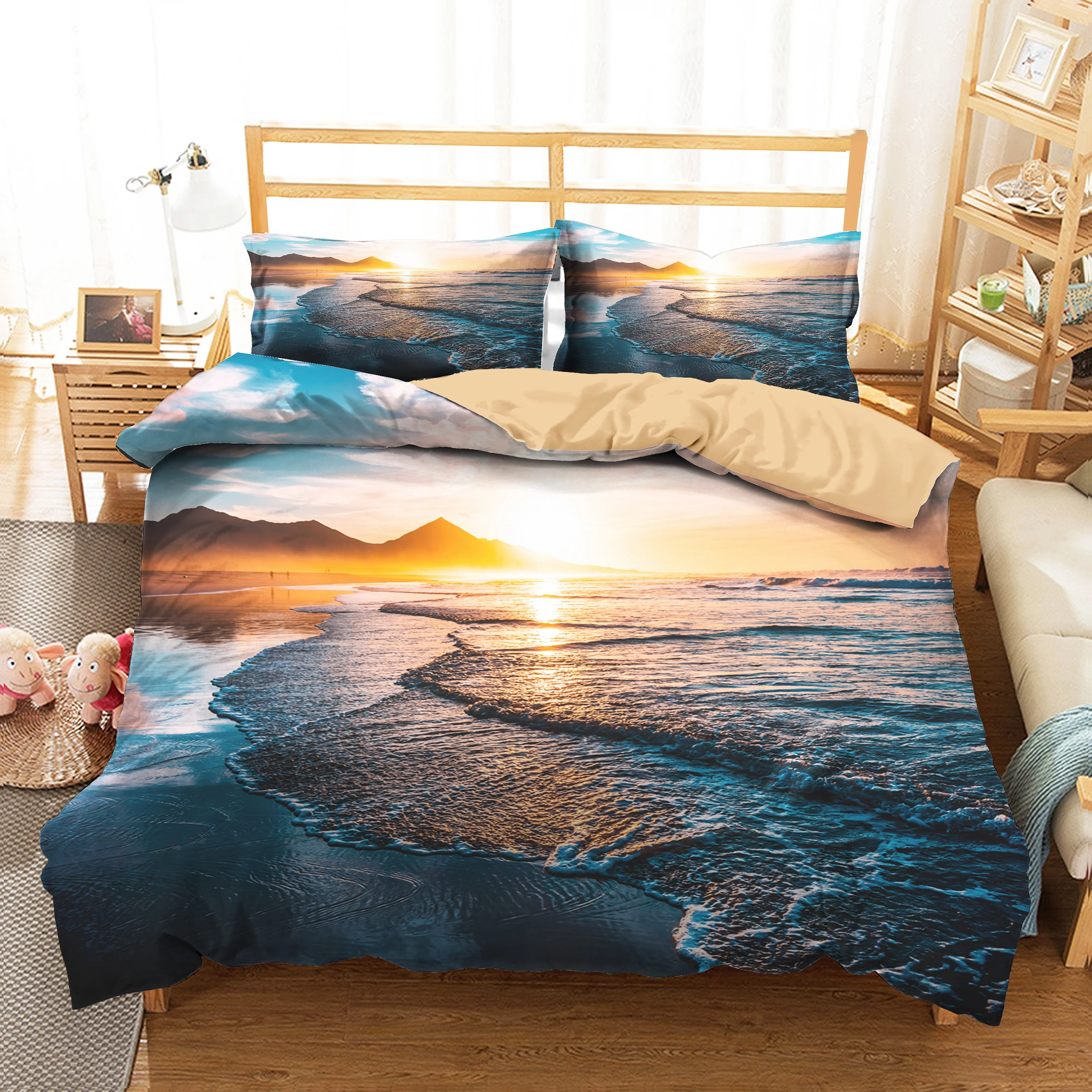 Set of Bed Linen Bedroom Clothes 3d Sea Beach Printed Duvet Cover Home Textiles with Pillowcase King Couple Size
Set of Bed Linen Bedroom Clothes 3d Sea Beach Printed Duvet Cover Home Textiles with Pillowcase King Couple Size