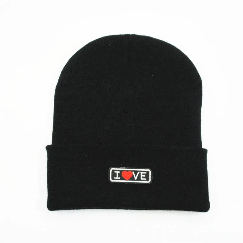 

LDSLYJR love letter embroidery Thicken knitted hat winter warm hat Skullies cap beanie hat for men and women 172