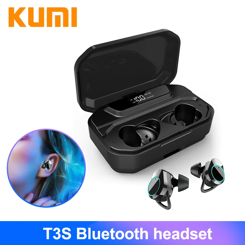KUMI T3S Bluetooth headset LED display screen IPX6 waterproof and dustproof earphone charging box battery 3300mAh Bluetooth 5.0
KUMI T3S Bluetooth headset LED display screen IPX6 waterproof and dustproof earphone charging box battery 3300mAh Bluetooth 5.0