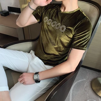 2020 Summer Embroidered Short Sleeve Round Neck T-shirt Bottoming Shirt Green High Quality Streetwear Velvet Tee Shirt Homme 3XL
2020 Summer Embroidered Short Sleeve Round Neck T-shirt Bottoming Shirt Green High Quality Streetwear Velvet Tee Shirt Homme 3XL
