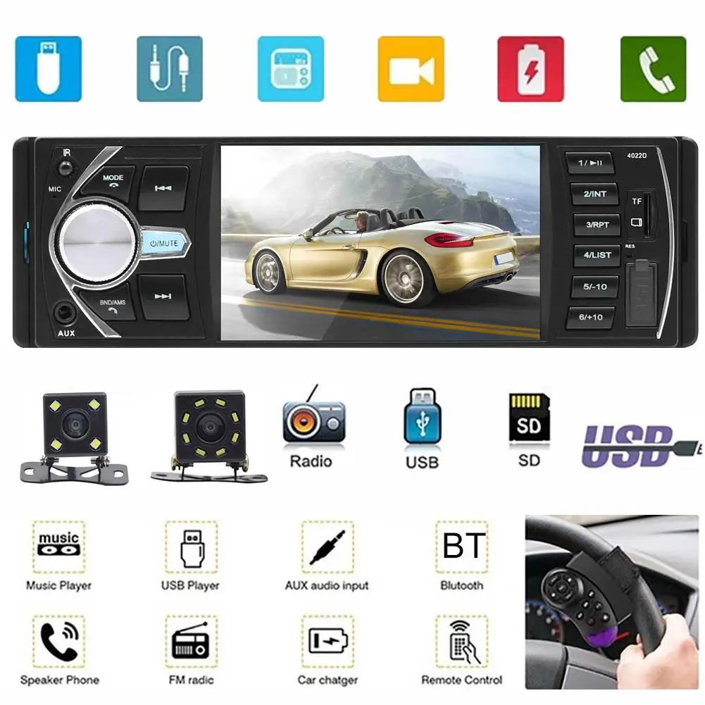 coche Fm transmiter 4022D 4.1 Inch Bluetooth 1 Din Car FM Radio USB MP5 Player with Rearview Camera 8LED Rear Camera
coche Fm transmiter 4022D 4.1 Inch Bluetooth 1 Din Car FM Radio USB MP5 Player with Rearview Camera 8LED Rear Camera