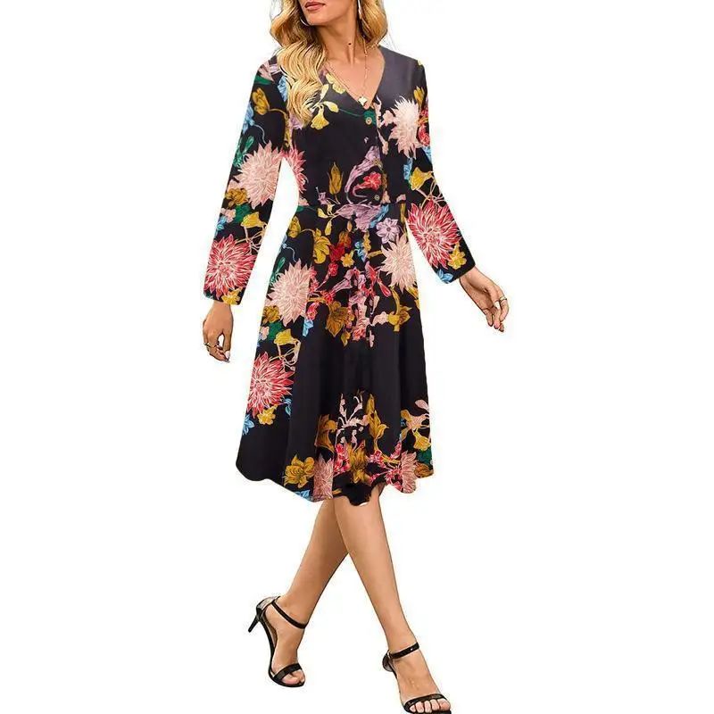 Long Sleeve V-Neck Floral Print Midi Women Dress Fashion Fall Winter Clothing Slim Casual Elegant Button Dress Female Vestidos
Long Sleeve V-Neck Floral Print Midi Women Dress Fashion Fall Winter Clothing Slim Casual Elegant Button Dress Female Vestidos