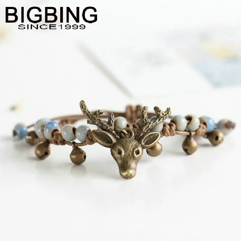 C022 BIGBING Jewelry Fashion ceramic deer charm Bracelet Hand knitting bracelet high quality nickel free Free shipping 
C022 BIGBING Jewelry Fashion ceramic deer charm Bracelet Hand knitting bracelet high quality nickel free Free shipping