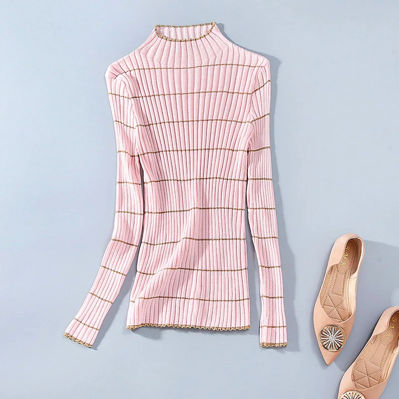 Winter Sweater Women 2019 Simple Stripes Half Turtleneck Long Sleeved Elastic Slim Knitted Tops Female
Winter Sweater Women 2019 Simple Stripes Half Turtleneck Long Sleeved Elastic Slim Knitted Tops Female